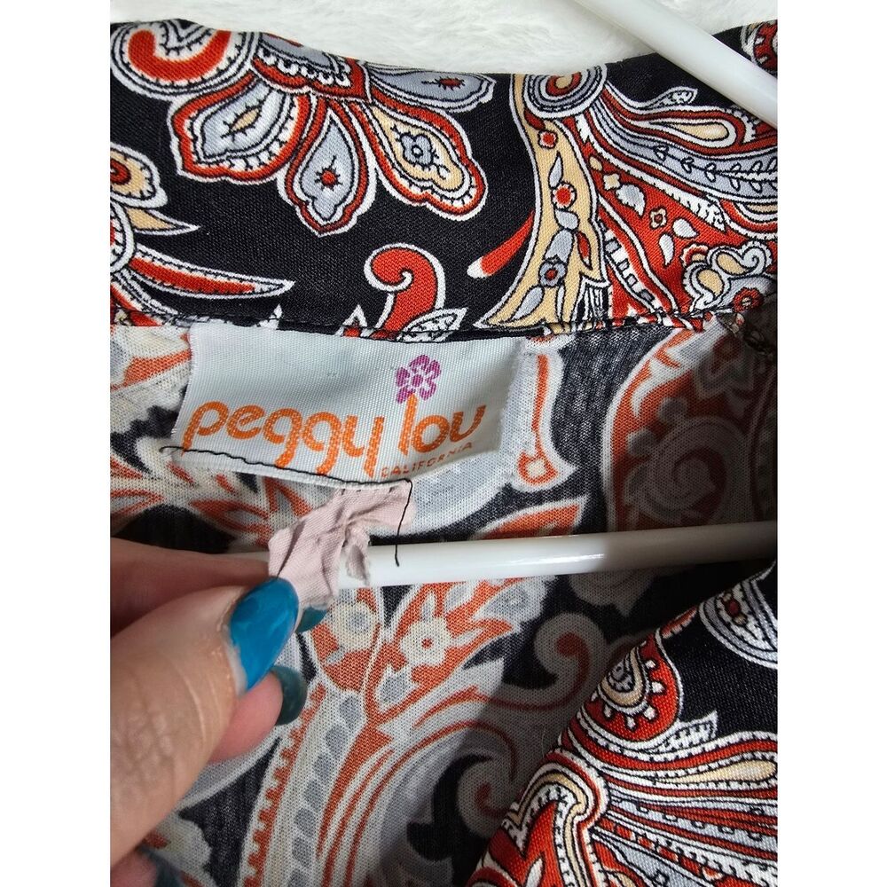 3/$25 VTG Peggy Lou California Paisley Blouse Boho Flowy 3/4 Sleeve Top Womens L - Picture 4 of 7